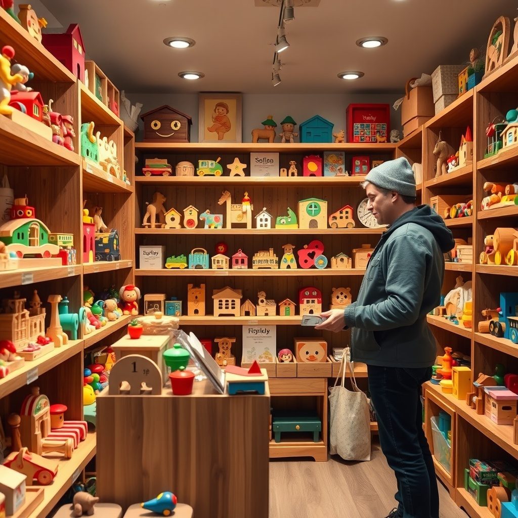 Colorful wooden toys for imaginative play