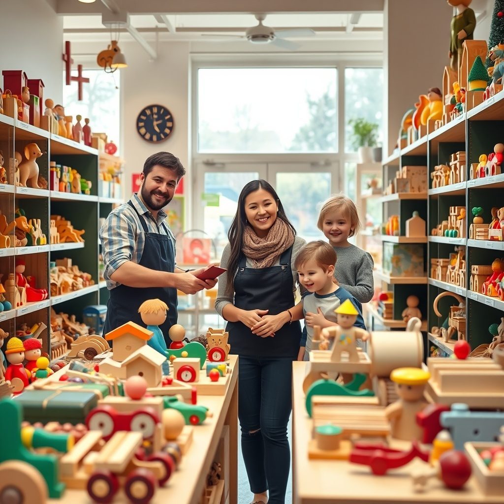 Image of a child playing with wooden toys